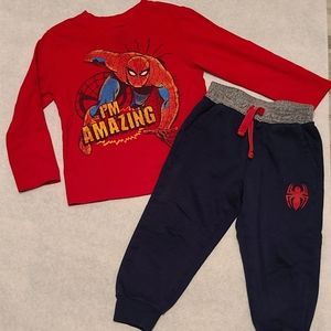 Marvel Spiderman long sleeved tee shirt with matching sweatpants/joggers